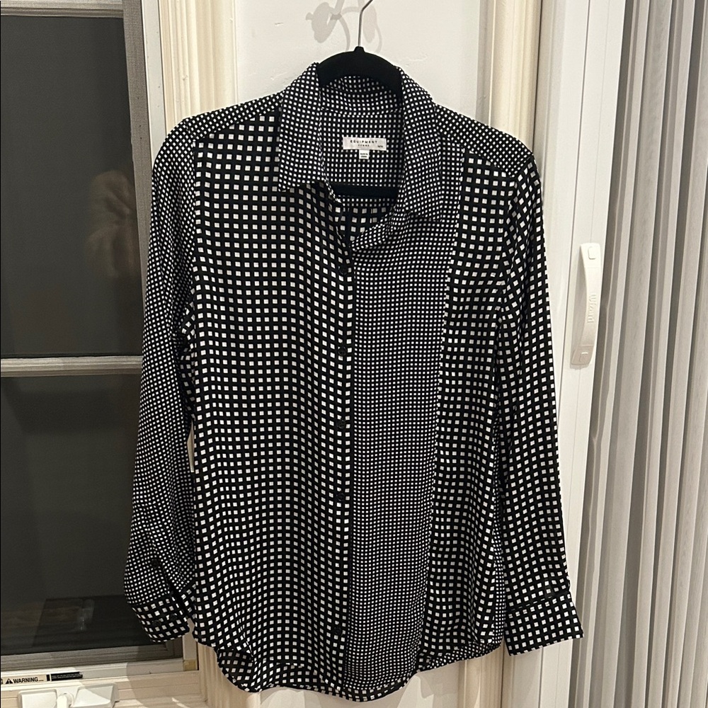 Equipment Black and White Checkered Shirt M